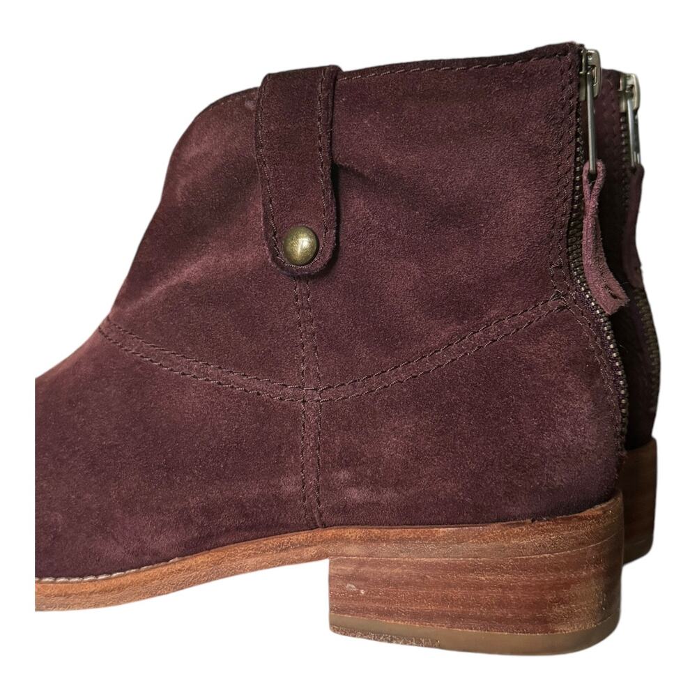Johnston & Murphy Stephanie Maroon Suede Stitched Bootie heel zipper size 9 - Picture 13 of 15
